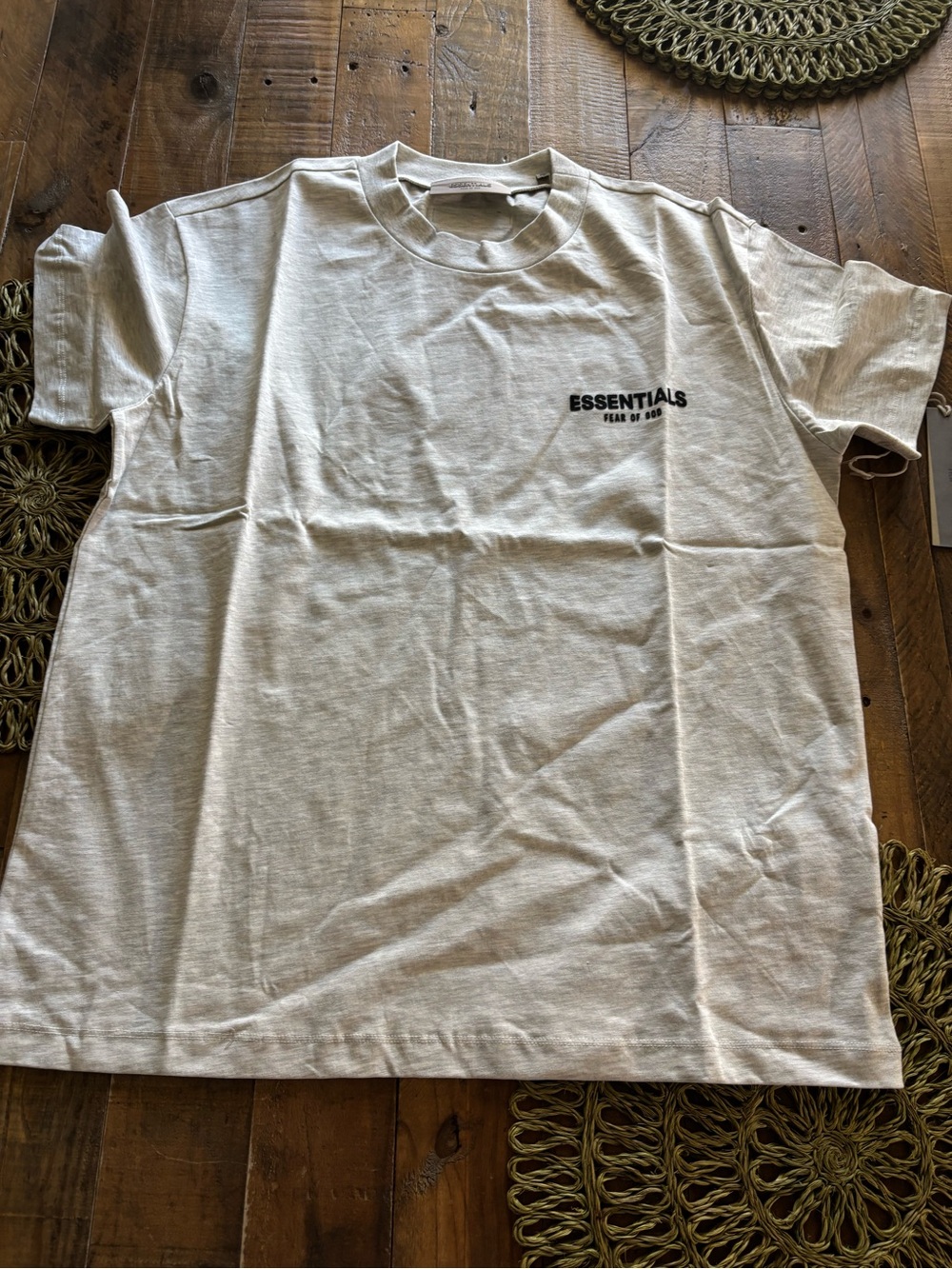 Essentials Crewneck Short Sleeve T-Shirt in Light Cream with Black Logo
